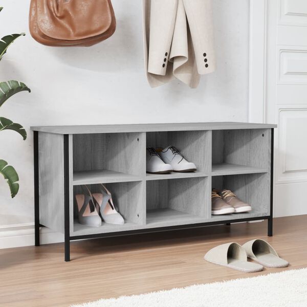 vidaXL Shoe Cabinet Grey Sonoma Engineered Wood Medium Shoe Cabinet