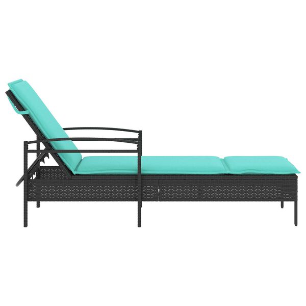 vidaXL Sun lounger Reclining Black 63 x 200 x 81cm poly rattan