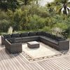 vidaXL Garden Lounge Set Gray PE rattan, powder-coated steel, plastic, glass