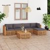 vidaXL 6 Piece Patio Lounge Set with Dark Gray Cushion Solid Teak Wood