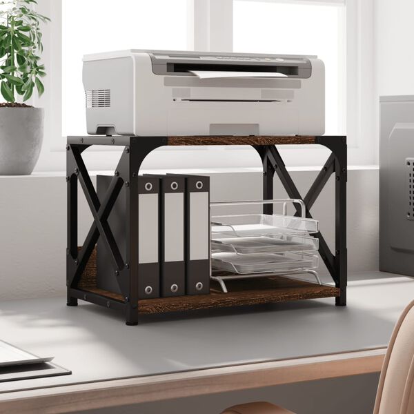 vidaXL Printer Stand 2-Tier Brown Oak 17.3"x10.2"x12.4" Engineered Wood