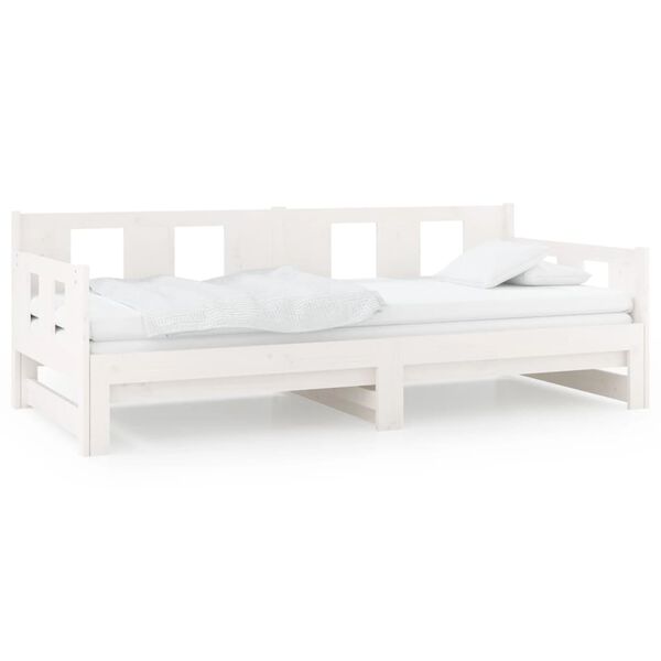 vidaXL Pull-out Day Bed White Solid pine wood 35.4 x 78.7 in mattresses