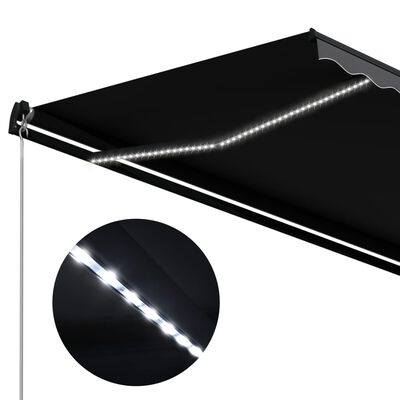 vidaXL Manual Retractable Awning with LED 118.1"x98.4" Anthracite