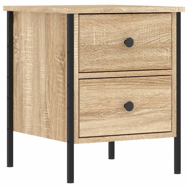vidaXL Bedside Cabinet Sonoma Oak Engineered Wood, Iron Adjustable Feet