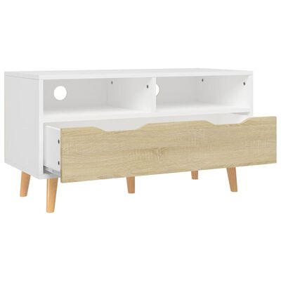 vidaXL TV Cabinet White and Sonoma Oak 35.4"x15.7"x19.1" Engineered Wood