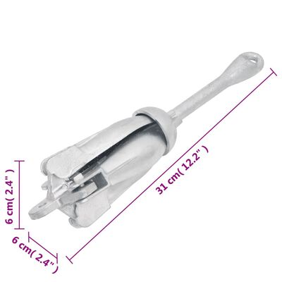 vidaXL Folding Anchor Silver 3.3 lb Malleable Iron