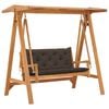 vidaXL Swing Bench with Taupe Cushion 66.9" Solid Teak Wood