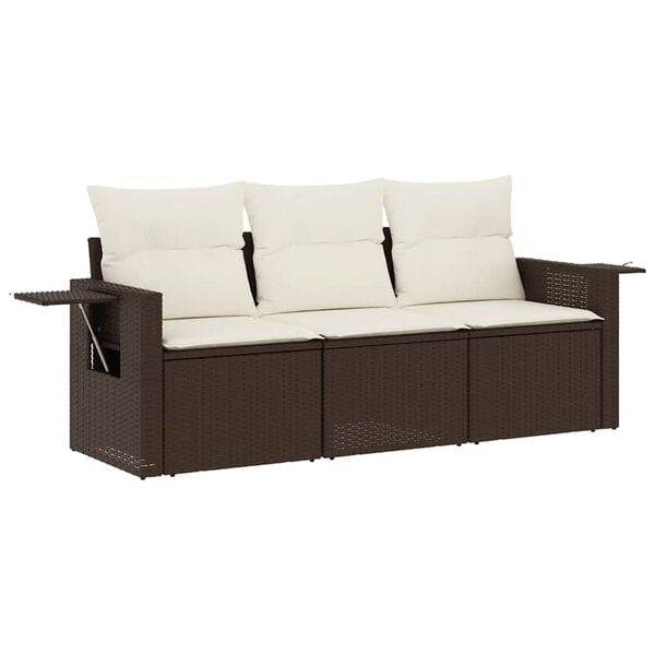 vidaXL Garden Sofa Set Brown PE Rattan Large Foldable Garden Sofa Set