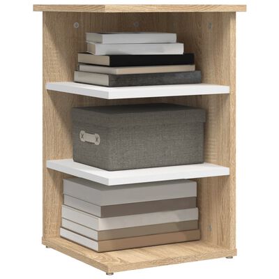 vidaXL Side Cabinet Sonoma Oak and White 13.8"x13.8"x21.7" Engineered Wood