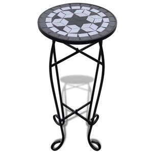 vidaXL Plant Stand Black and White Iron and Ceramic Medium Durable