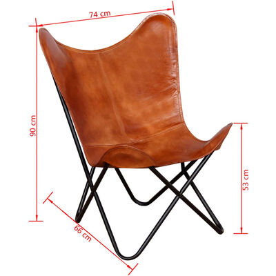 insect zeil stroomkring vidaXL Butterfly Chair Brown Real Leather | vidaXL.com