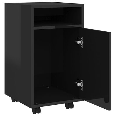 vidaXL Side Cabinet with Wheels High Gloss Black 13"x15"x23.6" Chipboard