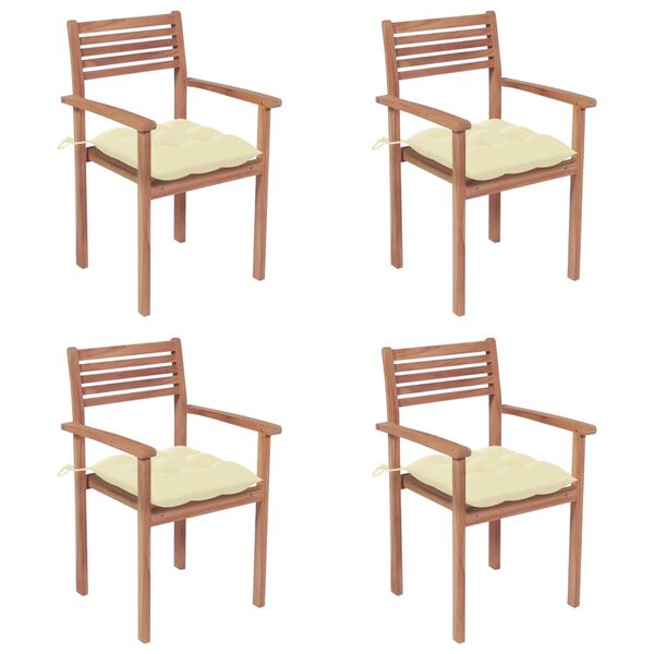 vidaXL Garden Chair Set of 4 Cream White Cushions