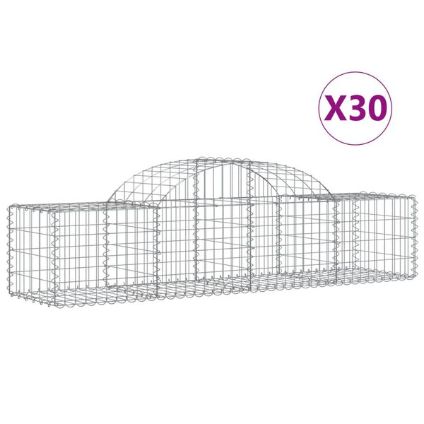 vidaXL Gabion Basket Set of 30 Silver Galvanized Iron Large Durable