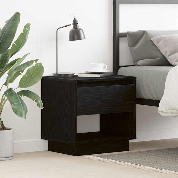 vidaXL Nightstand Black Oak 17.72 x 13.39 x 17.32 in Engineered Wood