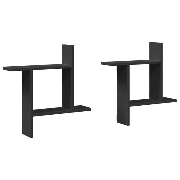 vidaXL Wall Shelf Black Engineered Wood Medium Wall mounting