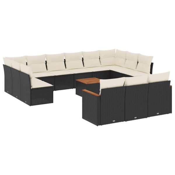 vidaXL Garden Sofa Set Black, Cream White