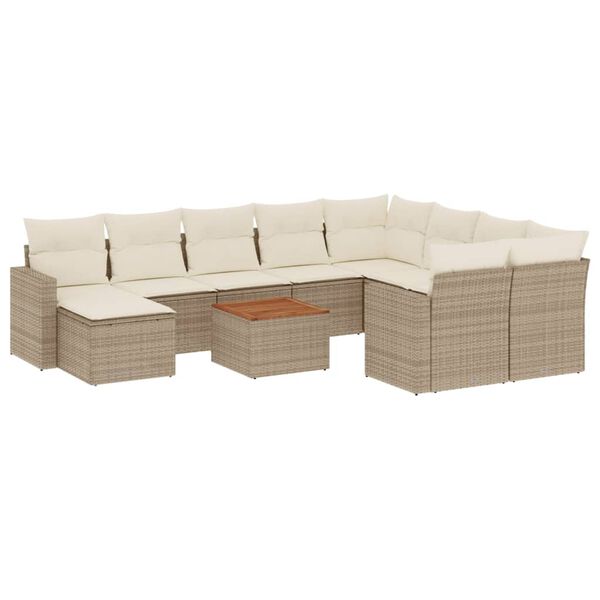 vidaXL Garden Sofa Set Beige PE Rattan Large Modular Garden Sofa Set