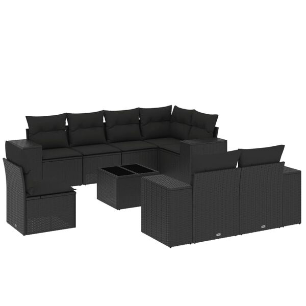 vidaXL Garden Sofa Set Black