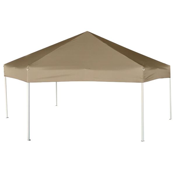 vidaXL Hexagonal Pop-Up Marquee with Sidewalls 11.8x10.2' Taupe 2.41 oz/ft²