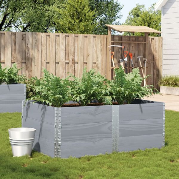 vidaXL Garden Planter Grey Solid pine wood Medium Foldable