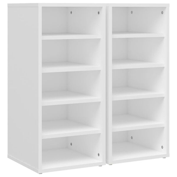 vidaXL Shoe Cabinet Set of 2 White Engineered Wood Medium Shoe Cabinet
