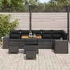 vidaXL Garden Sofa Set with Cushion 9 pcs Black Poly Rattan