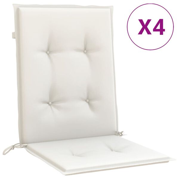 vidaXL Lowback Chair Cushion Set of 4 Melange Cream 100% Polyester Large