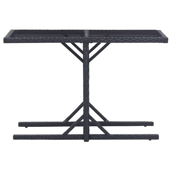 vidaXL Outdoor Table Black Poly rattan, powder-coated steel, glass