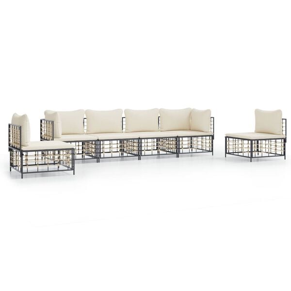 vidaXL Garden Lounge Set Anthracite Poly Rattan Modular