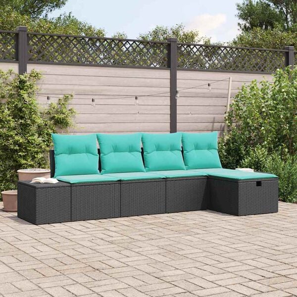 vidaXL Sofa Set with Cushion 4 pcs Poly Rattan
