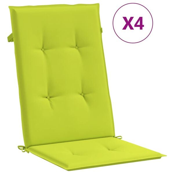 vidaXL Patio Highback Chair Cushions 4 pcs Bright Green 47.2x19.7x1.2" Fabric