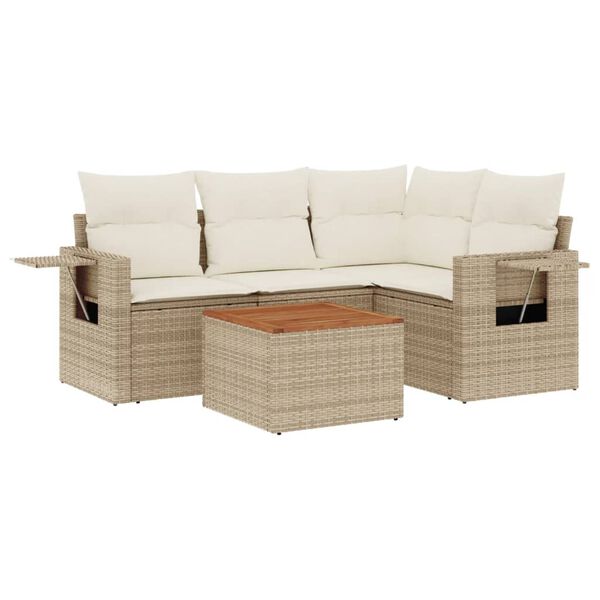vidaXL Garden Sofa Set Beige PE rattan Medium Modular