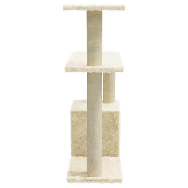 vidaXL Cat Tree Cream Engineered wood, plush, sisal