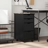 vidaXL Rolling Cabinet Black Solid pine wood, engineered wood, plastic