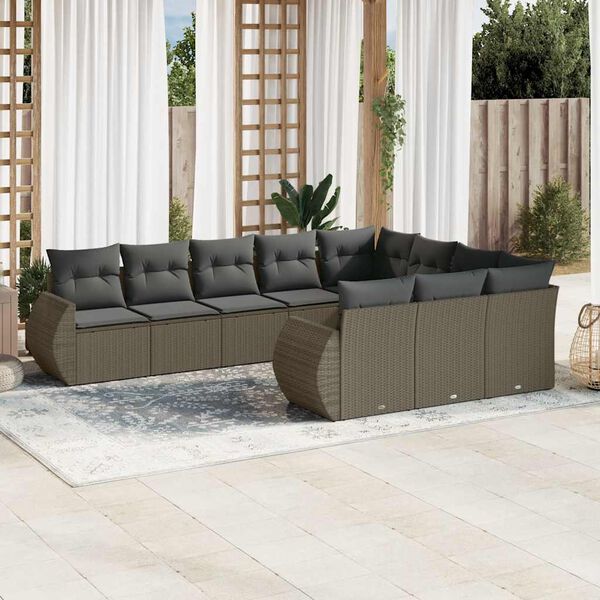 vidaXL Garden Sofa Set Light grey PE rattan Large Modular