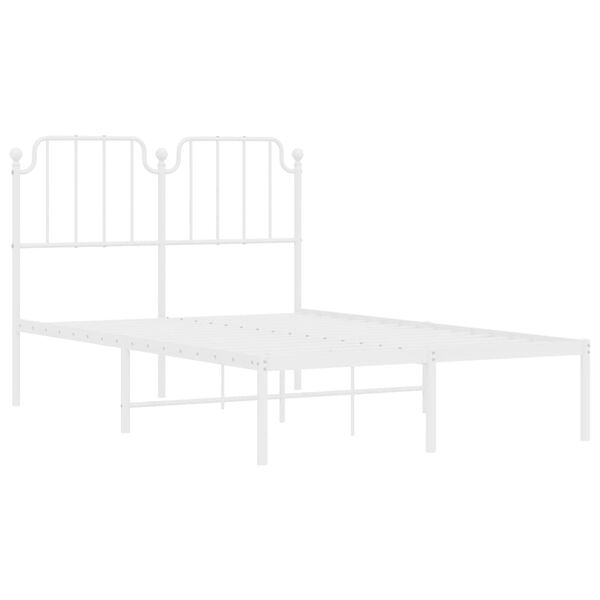 vidaXL Bed Frame White Powder-Coated Steel Double Bed Frame