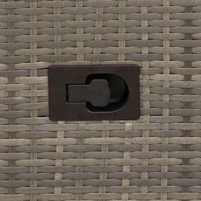 Close-up of integrated latch/valve on wicker furniture piece
