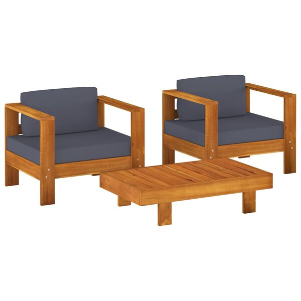vidaXL Garden Lounge Set Dark Grey Solid acacia wood, 100% polyester fabric