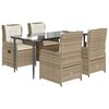 vidaXL 5 Piece Patio Dining Set with Cushions Beige Poly Rattan