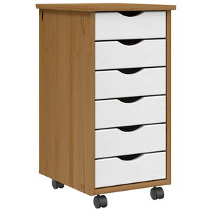 vidaXL Rolling Cabinet Honey Brown and White