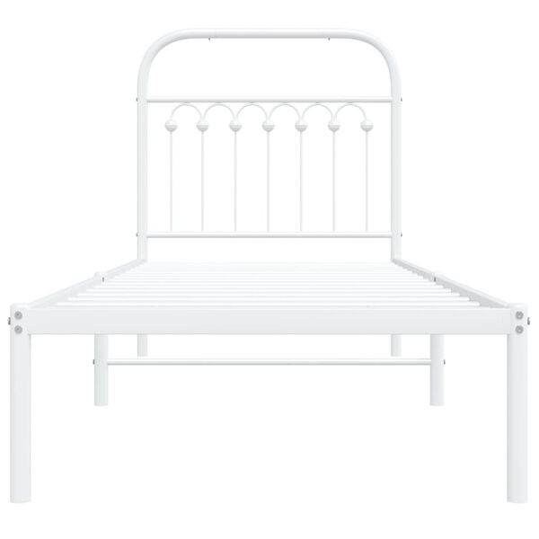 vidaXL Bed Frame White Steel Small Single Bed Frame Rectangular