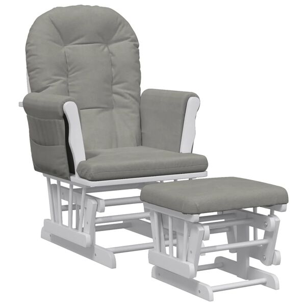 vidaXL Glider Chair with Stool Light Gray Fabric