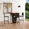 vidaXL Garden Bar Set Black PE rattan Standard Footrest Garden Bar Set