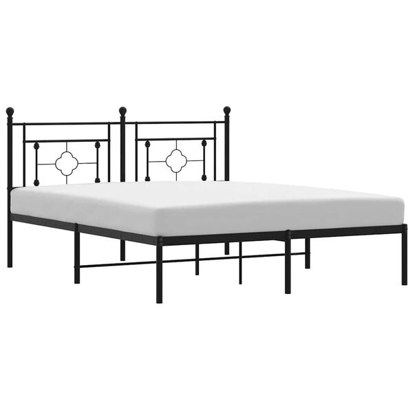 vidaXL Bed Frame Black Powder-Coated Steel King Size Bed Frame