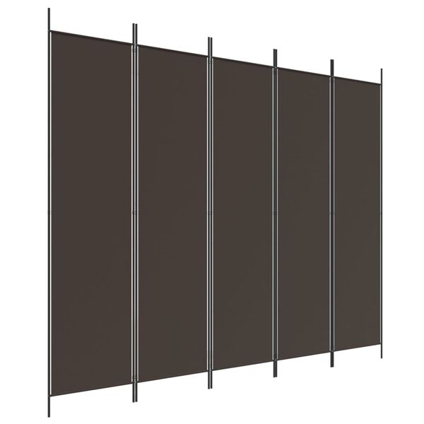 vidaXL 5-Panel Room Divider Brown 98.4"x78.7" Fabric