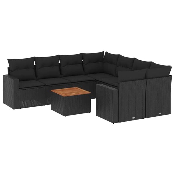 vidaXL Garden Sofa Set Black, Brown