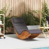 vidaXL Sun Lounger Natural Wood, Dark Grey Cushion