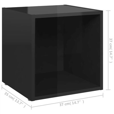 vidaXL 8 Piece TV Cabinet Set High Gloss Black Chipboard