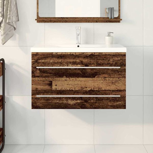 vidaXL Bathroom Sink Cabinet 2 pcs Old Wood 31.50 x 15.16 x 18.90 in